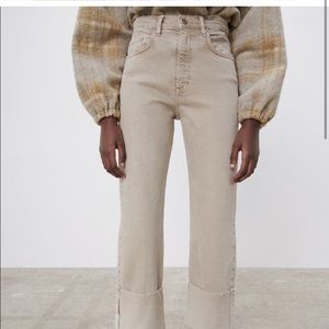 Zara wide leg turn up jean stone